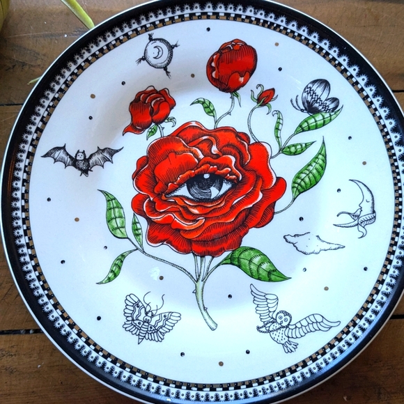 Florence Balducci for Anthropologie Dessert Plate Rose Eye Halloween Fall Last - Picture 2 of 3